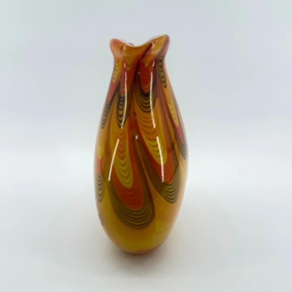 Vintage Murano Toso Style Italian Millefiori Ribbon Swirl Hand Blown Vase
